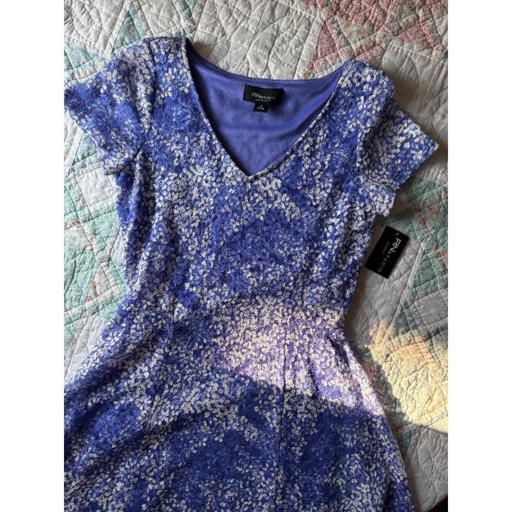 Stretchy Lace Midi Dress 4 Cottagecore Dainty Femine Purple Blue White NWT